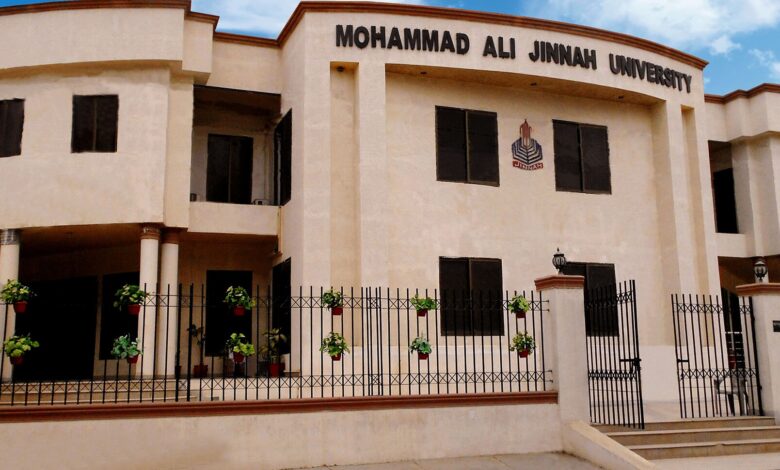کراچی۔۔۔محمدعلی جناح یونیورسٹی کے مختلف ایونٹس میں داخلوں کیلئے ٹیسٹ 14اور15 دسمبر کو ہوں گے